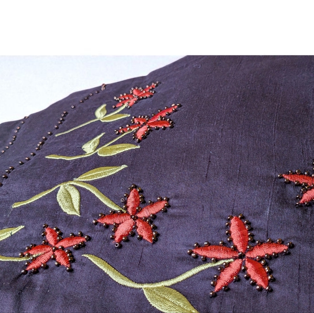Harold's‎ Brown Embroidered Floral Capri Pants Orange Flowers Size 8 Designer - Picture 7 of 10
